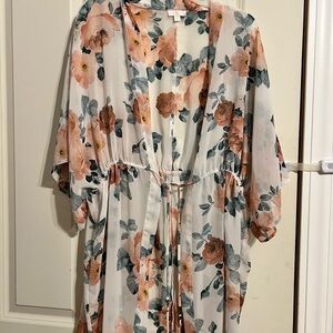 Charming Charlie Floral Kimono Top - Pink and Green